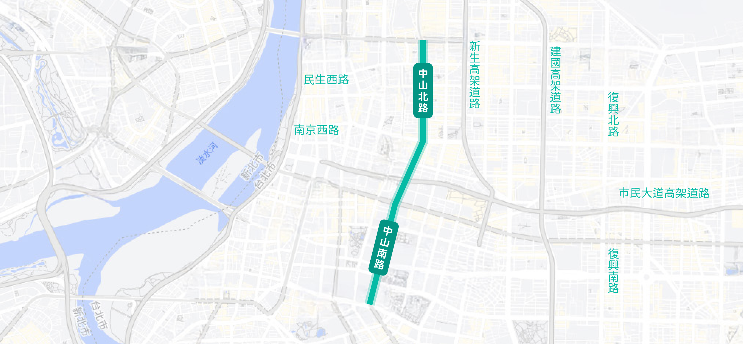 中山南北路（北至民權東路，南至羅斯福路）南北向車道  -  116年施行