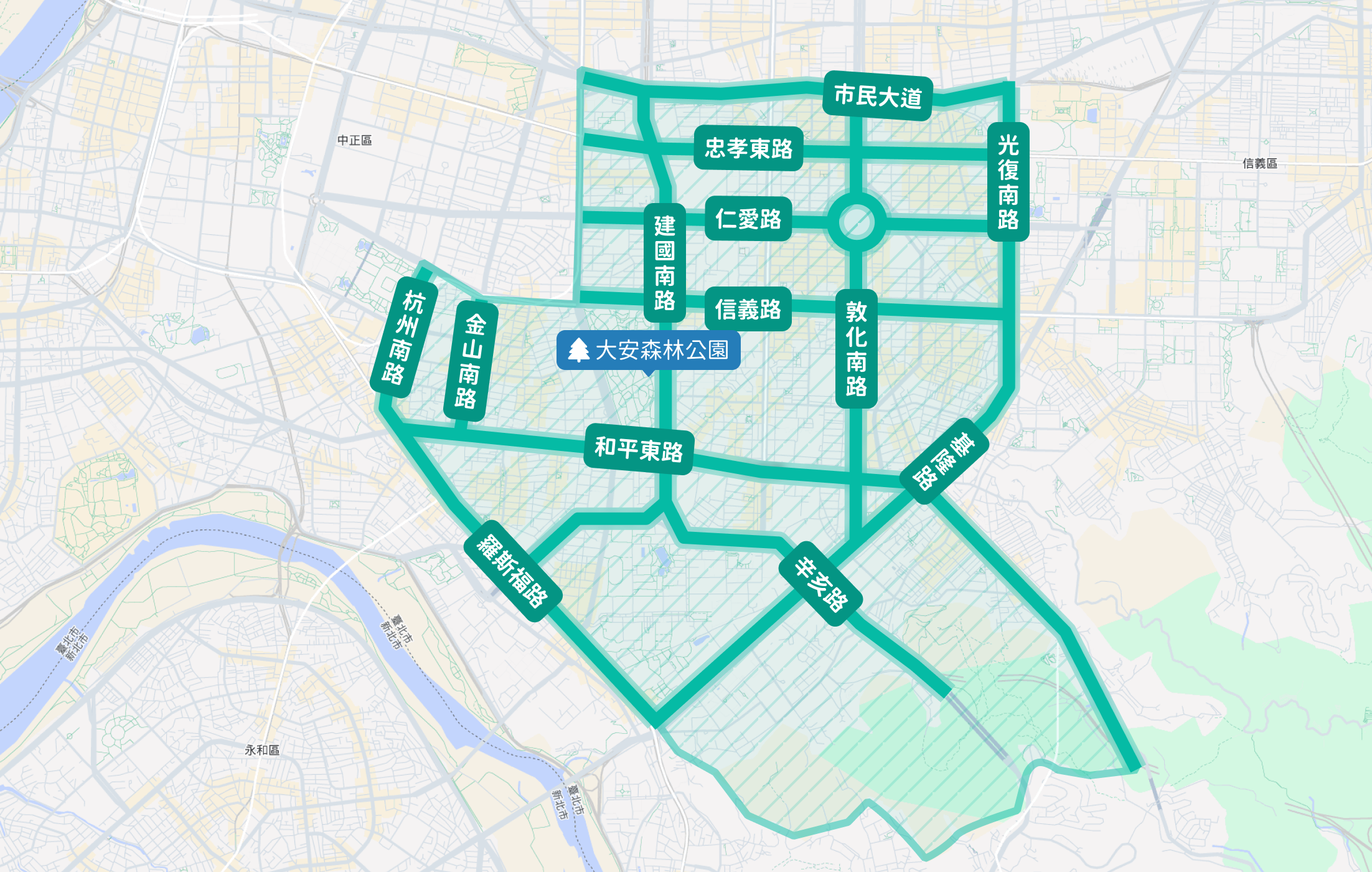 大安區示範區（主要道路13條及區內營建工地）  -  117年施行
